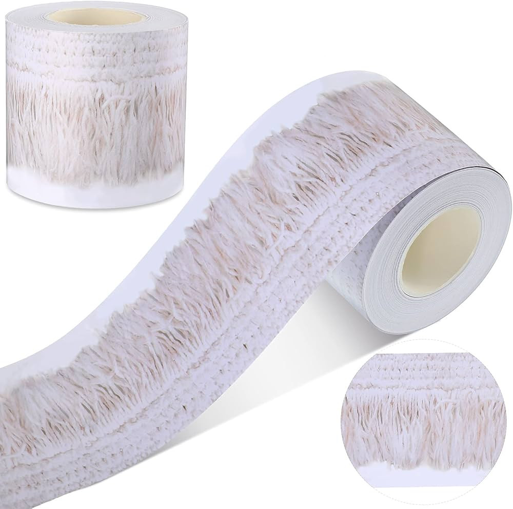 Boho Fringe Straight Borders Knotted Fringe Bulletin Board Border Strips 65.6 Feet x 2.99 Inch Bo... | Amazon (US)