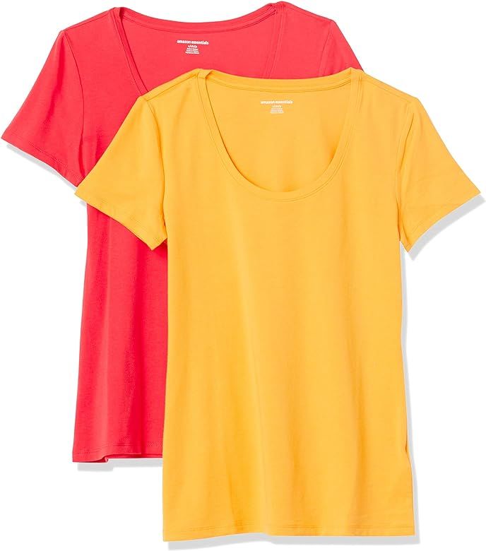 Amazon Essentials Women's 2-Pack Classic-fit Short-Sleeve Scoopneck T-Shirt, Pack of 2 | Amazon (UK)