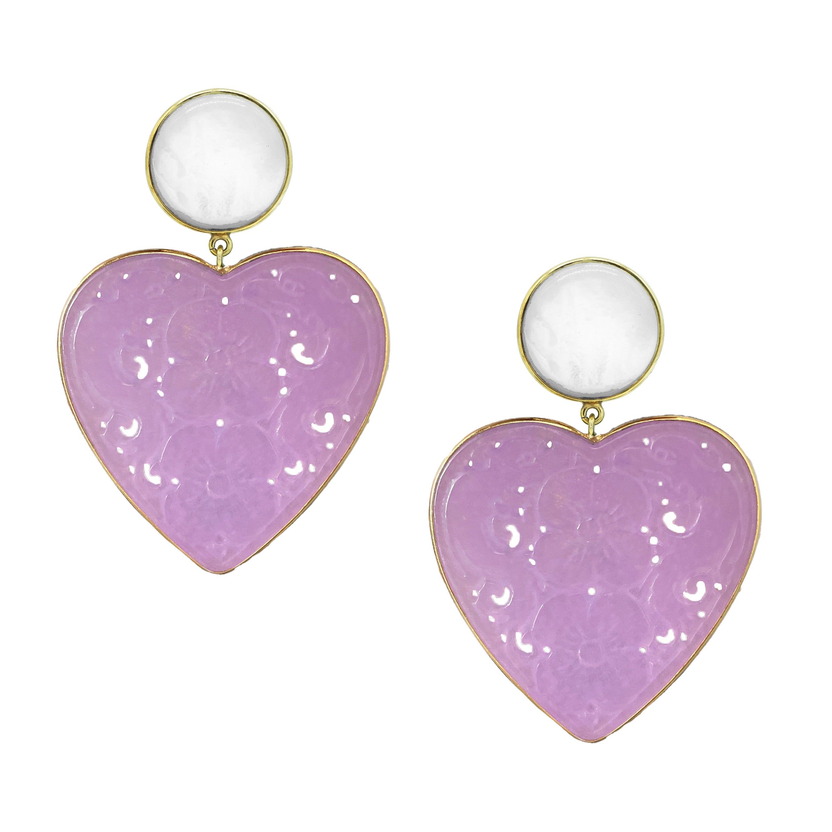 LOVE Lilac Carved Agate Earrings | Jane Win