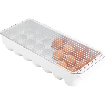 Plastic Egg Holder with Lid and Handle, Clear Container Holds 21 Eggs, Made in USA for Refrigerator Clear/White Pack of 1 | Target