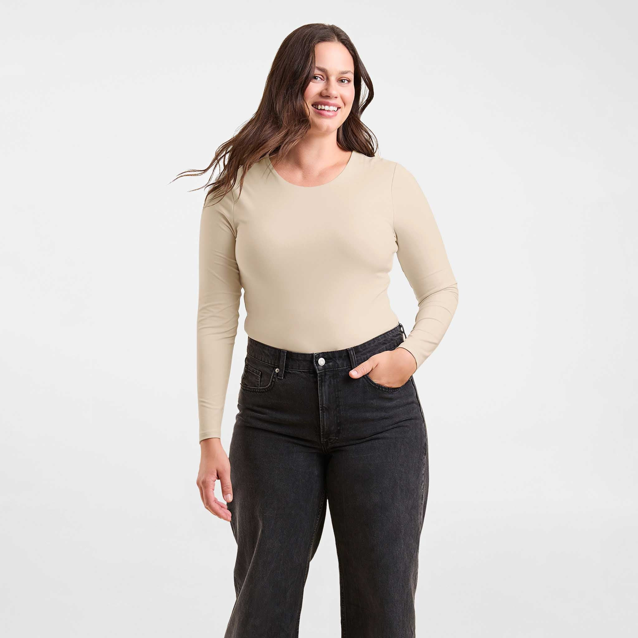 Long Sleeve Crewneck Bodysuit | Black | Nuuds US