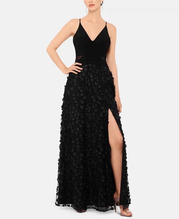 XSCAPE Flower-Skirt Gown - Macy's | Macys (US)