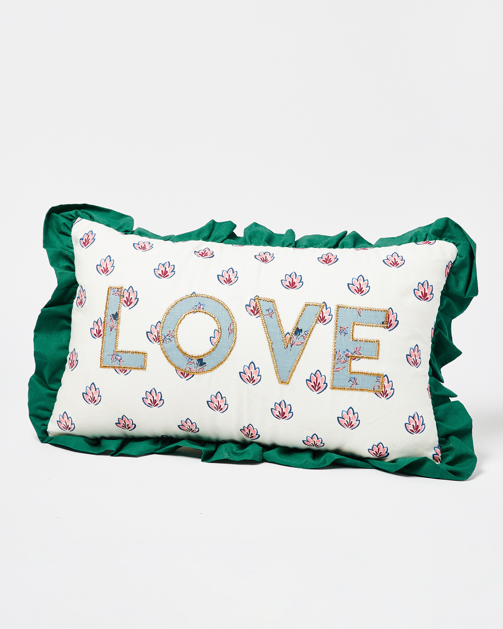 Love Frilled Green Cotton Cushion Cover | Oliver Bonas | Oliver Bonas (Global)