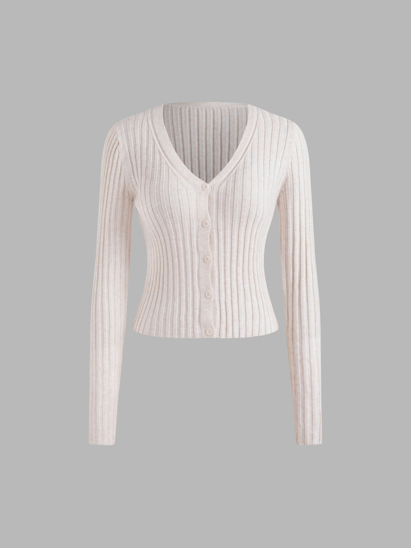 Wool-blend V-neck Solid Button Cardigan | Cider