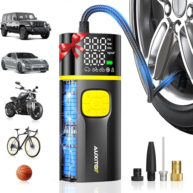 AUXITO A502 Tire Inflator Portable Air Compressor - 150PSI Dual Cylinder 7800 mAh & 12V DC, Bike ... | Amazon (US)
