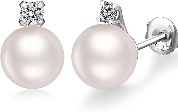 Jiamiaoi Pearl Stud Earrings for Women Pearl and Diamond Earrings Big Pearl Earrings Hypoallergen... | Amazon (CA)