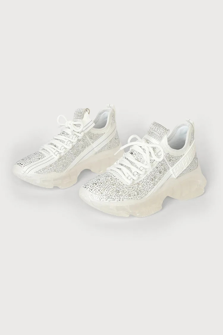 Maxima-R White Multi Rhinestone Chunky Sneakers | Lulus (US)