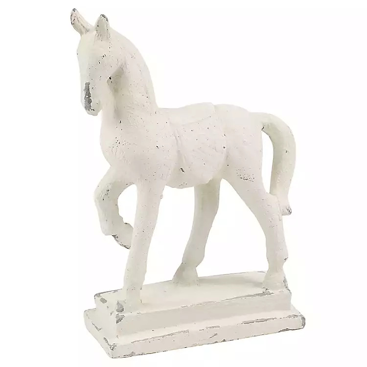 Distressed White Horse Statue | Kirkland's Home
