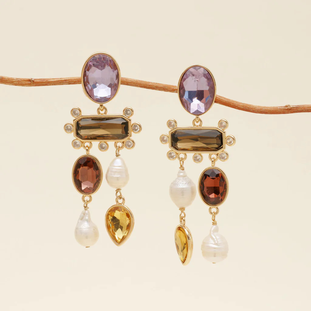 Luxe Greenwich Earrings Purple Multi | Mignonne Gavigan