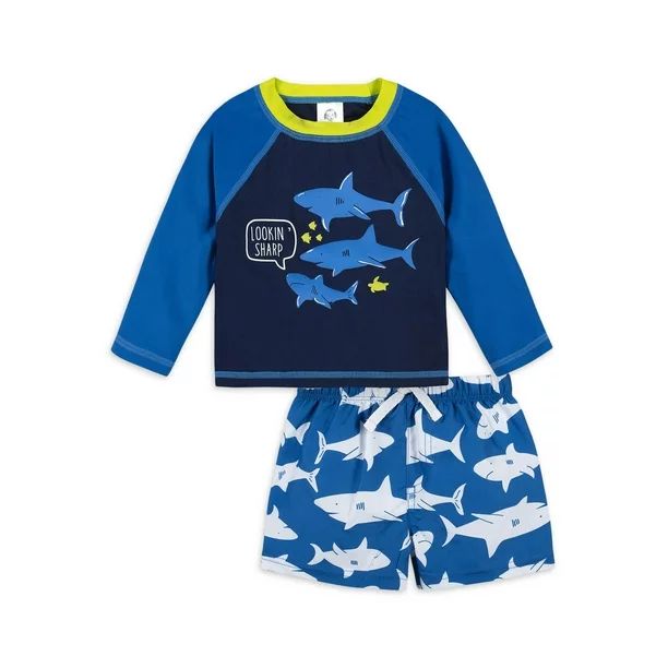 Gerber Baby & Toddler Boy Rashguard & Swim Trunks Set with UPF 50+, 2-Piece (0/3M - 5T) | Walmart (US)