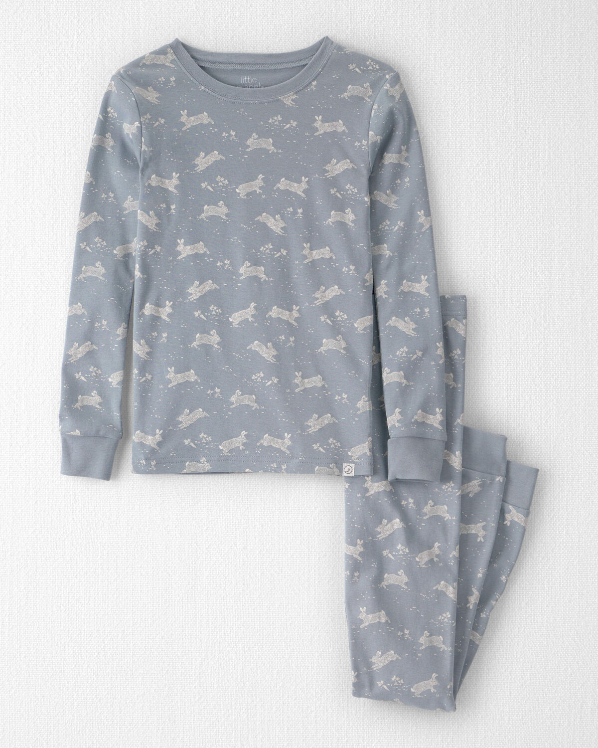 Kid 2-Piece Organic Cotton Ribbed Pajama Set in Blue Bunnies Print | Carter's Inc