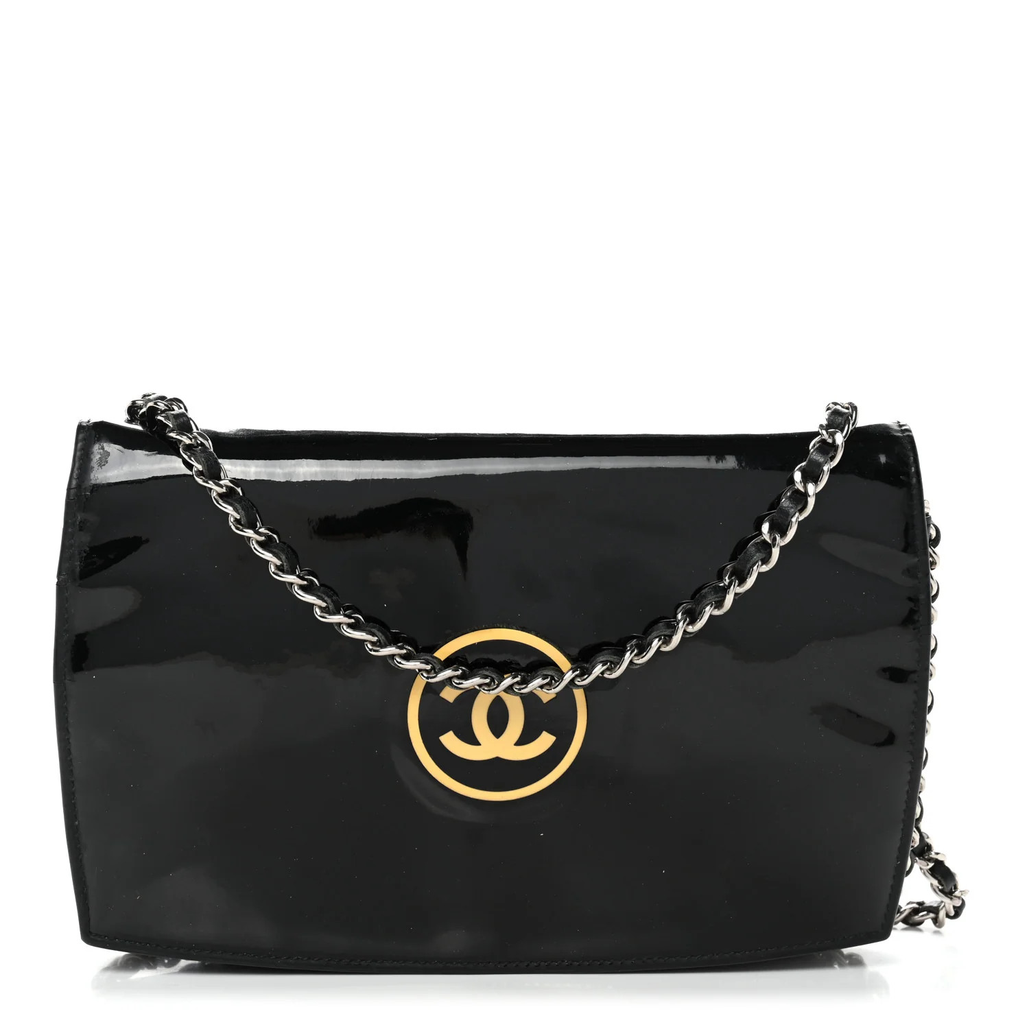 Chanel Patent CC Compact Wallet on Chain WOC Black 1877495 | FASHIONPHILE (US)