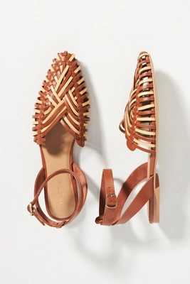 Pilcro Woven Leather Ankle Strap Sandals | Anthropologie (UK)