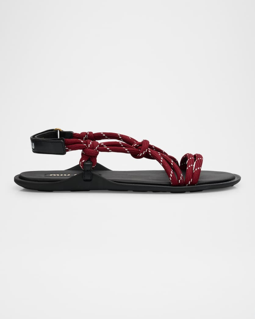 Miu Miu Nastro Cross Rope Grip-Strap Sandals | Neiman Marcus