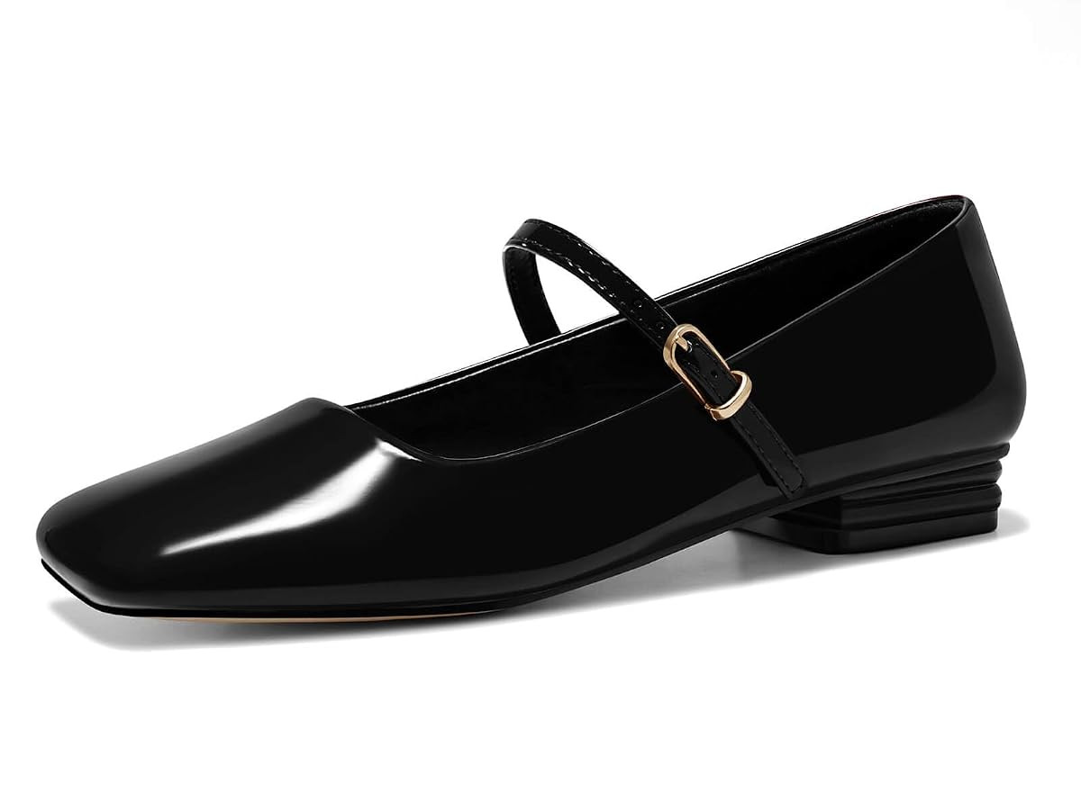 Coutgo Women's Mary Jane Flats Closed Square Toe Ballet Flat Dressy Comfortable Slip on Shoes | Amazon (US)