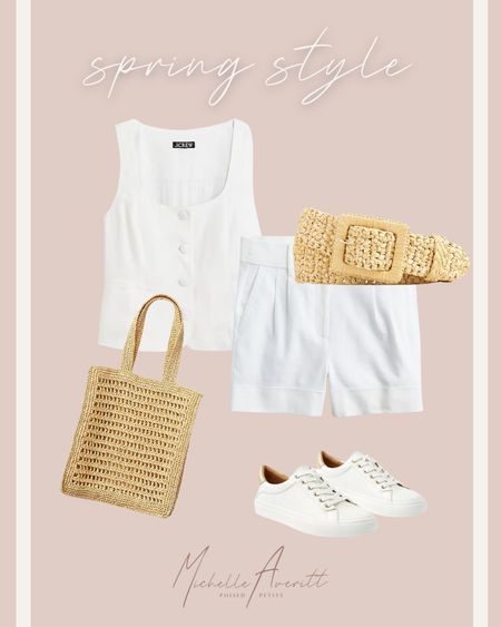 Cute spring outfit that is on trend! You can wear this vest multiple ways and even layer it! 

White vest, white shorts, white shoes, rattan belt, rattan bag 


#LTKtravel #LTKSeasonal #LTKstyletip