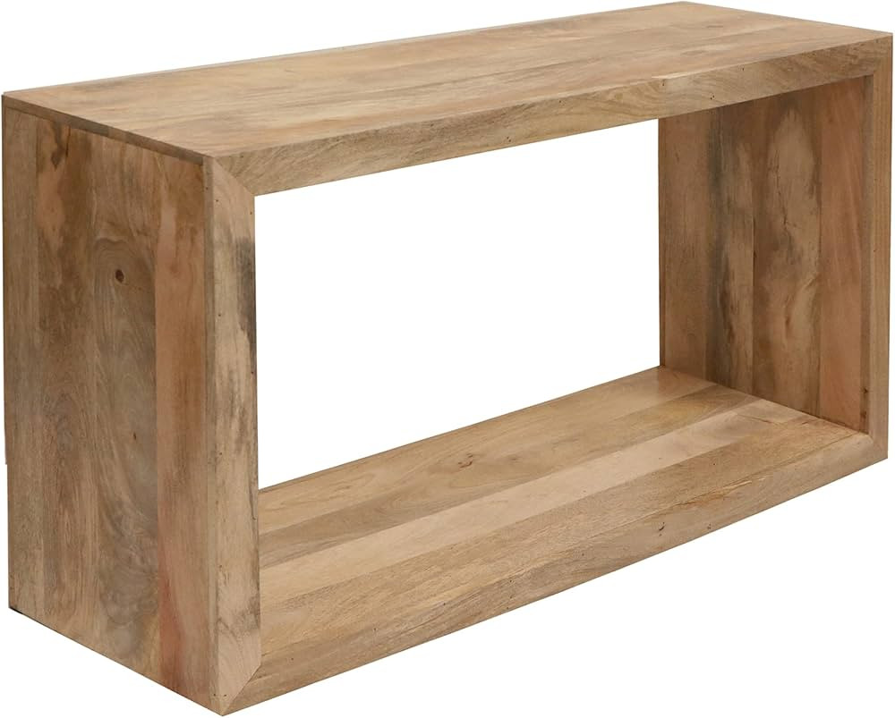 The Urban Port 52-Inch Cube Shape Mango Wood Console Table with Bottom Shelf | Amazon (US)