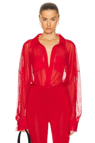 Super Oversized Boyfriend Shirt Bodysuit | FWRD 