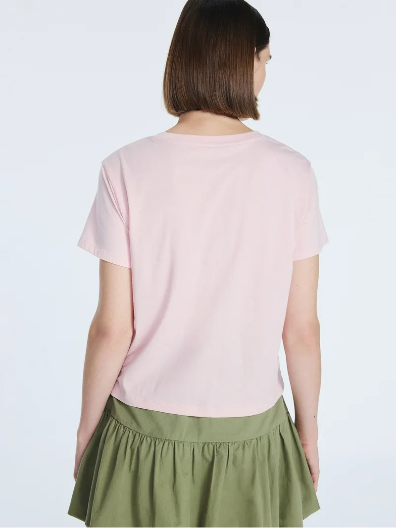 Free Assembly Women's and Women's Plus Cotton Cropped Boxy Tee with Short Sleeves, Sizes XS-4X | Walmart (US)