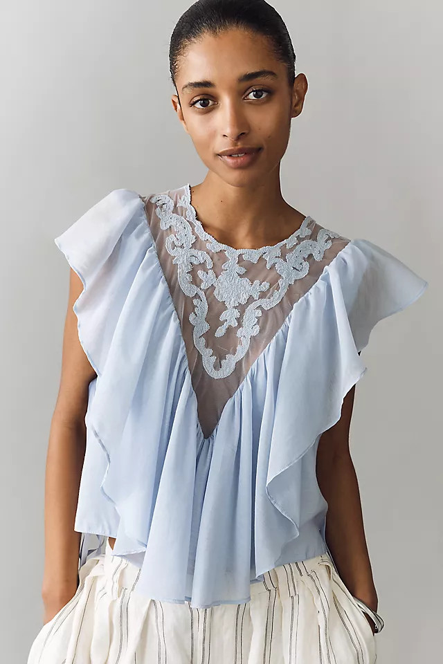 Sheer Ruffle Top | Anthropologie (US)