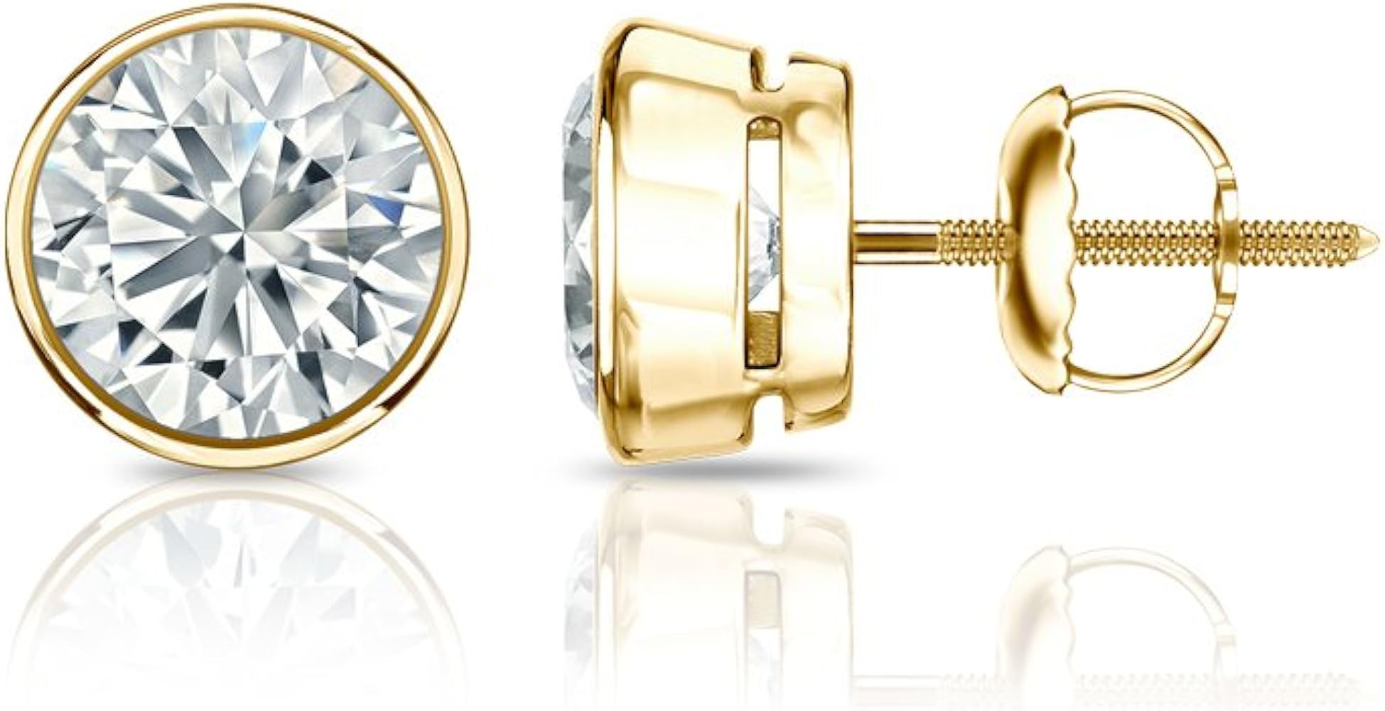 1/6 to 2 Carat Round Diamond Stud Earrings in 14k Yellow Gold Bezel-set (cttw, Good, I1-I2) Screw... | Amazon (US)