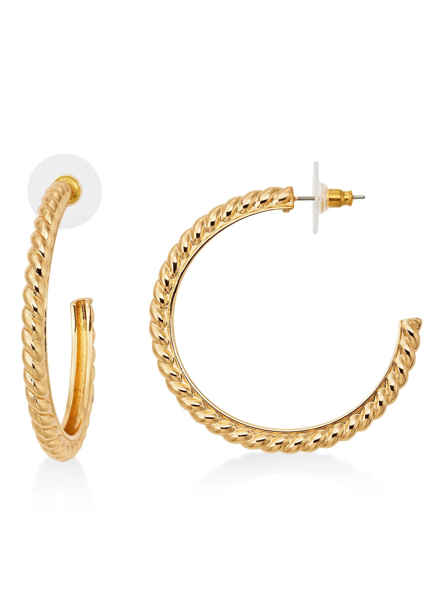 C Wonder Women's Gold Twisted Hoop Earring | Walmart (US)