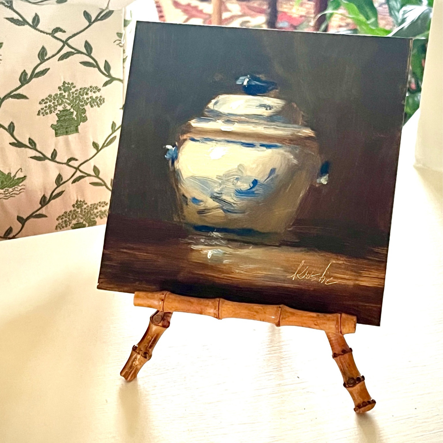 Love this little ginger jar painting propped on a bamboo easel. Mine’s an original but the artist is selling print versions! 

#LTKfindsunder50 #LTKstyletip #LTKhome