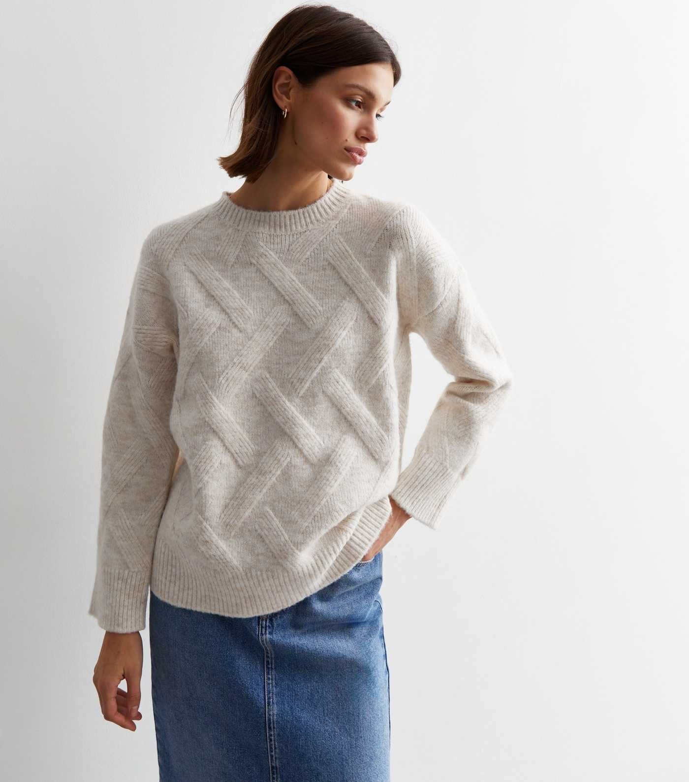 Cream Diagonal Stitch Knit Crew Neck Jumper | New Look | New Look (UK)