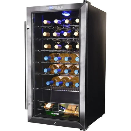 NewAir Freestanding 27 Bottle Compressor Wine Fridge in Stainless Steel, Adjustable Chrome Racks and | Walmart (US)
