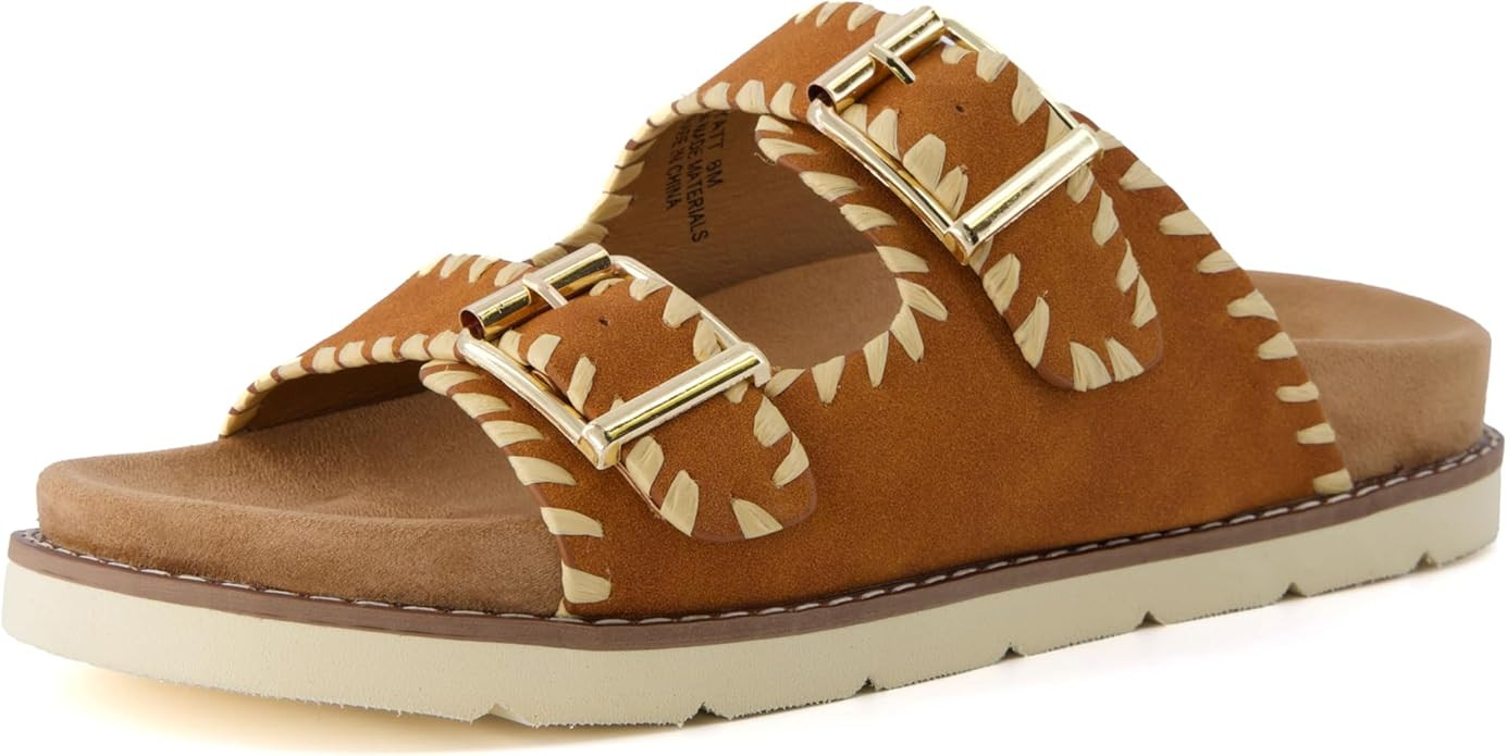 CUSHIONAIRE Women's Wyatt whipstitch footbed sandal with +Comfort, Wide Widths Available | Amazon (US)