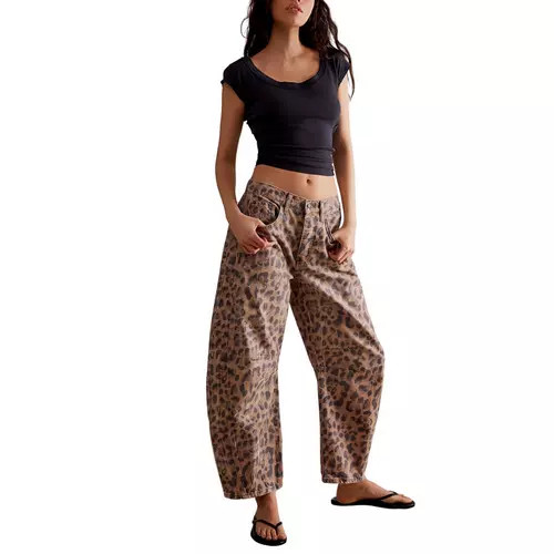 Women's Free People We The Free Good Luck Printed Relaxed Fit Barrel Jeans | Scheels Sports