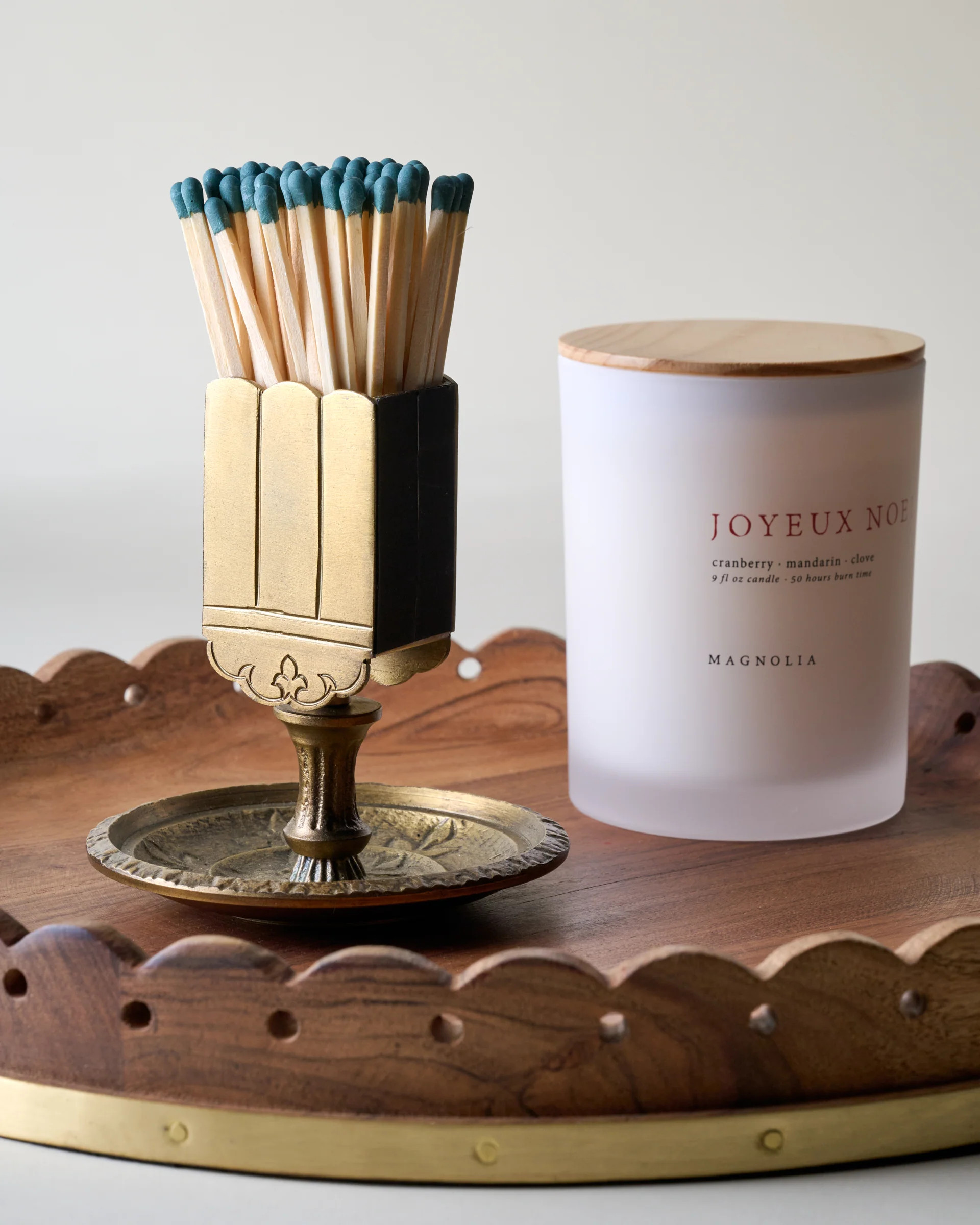 Antique Brass Vintage-Inspired Etched Match Holder | Magnolia