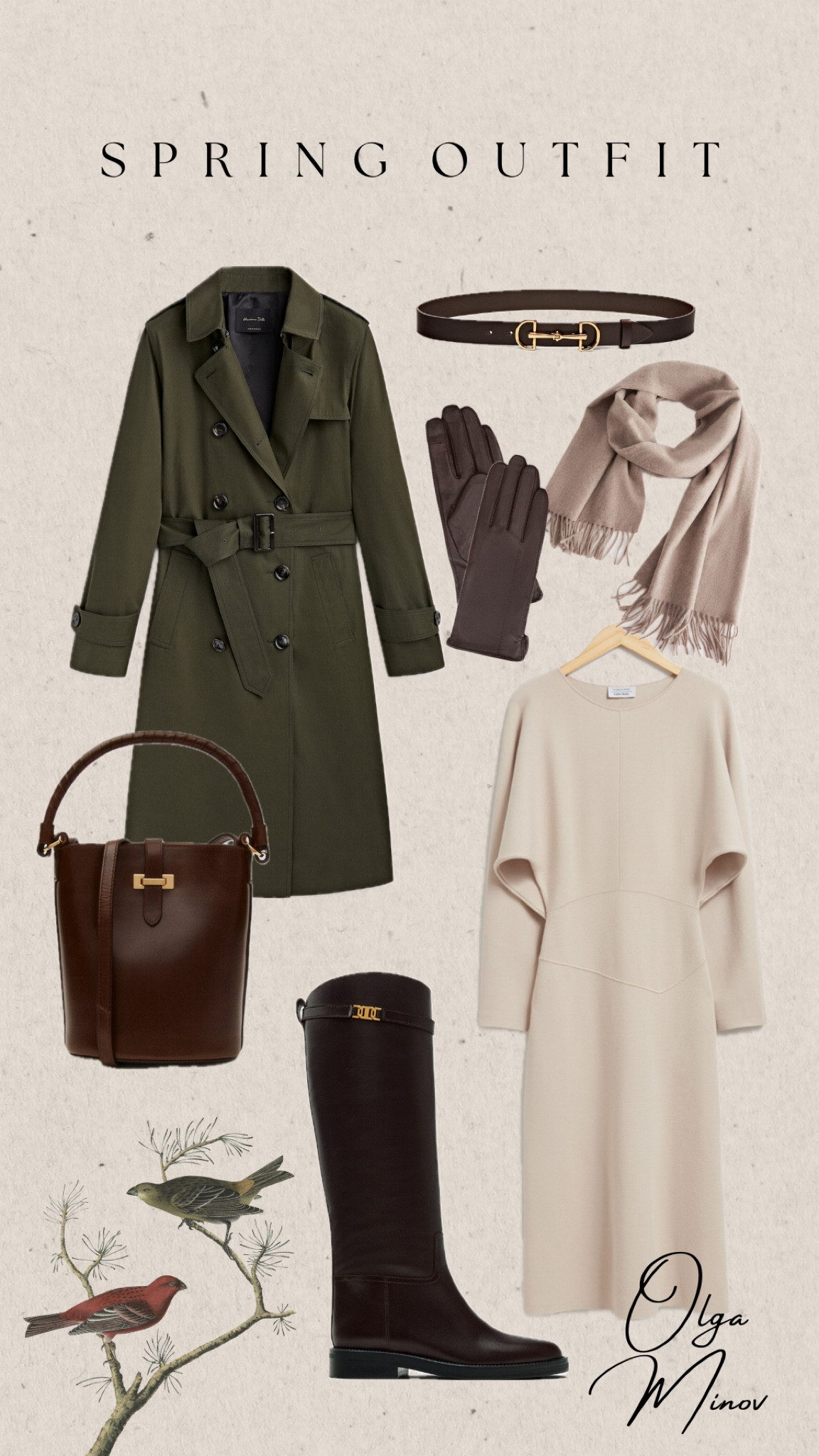 Spring Outfit. Classy Trenchcoat with Knitted Oatmeal Dress. I just love all the accessories, it is a timeless style. 

#LTKspringoutfit #LTKootd