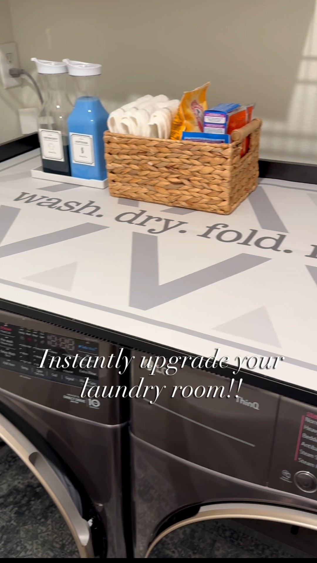 Easy laundry room upgrade- love this machine countertop and aesthetic detergent dispensers. Perfect for a clean organized laundry room! 

Laundry room, Amazon home finds, Amazon home hacks, easy laundry upgrade 

#LTKHome