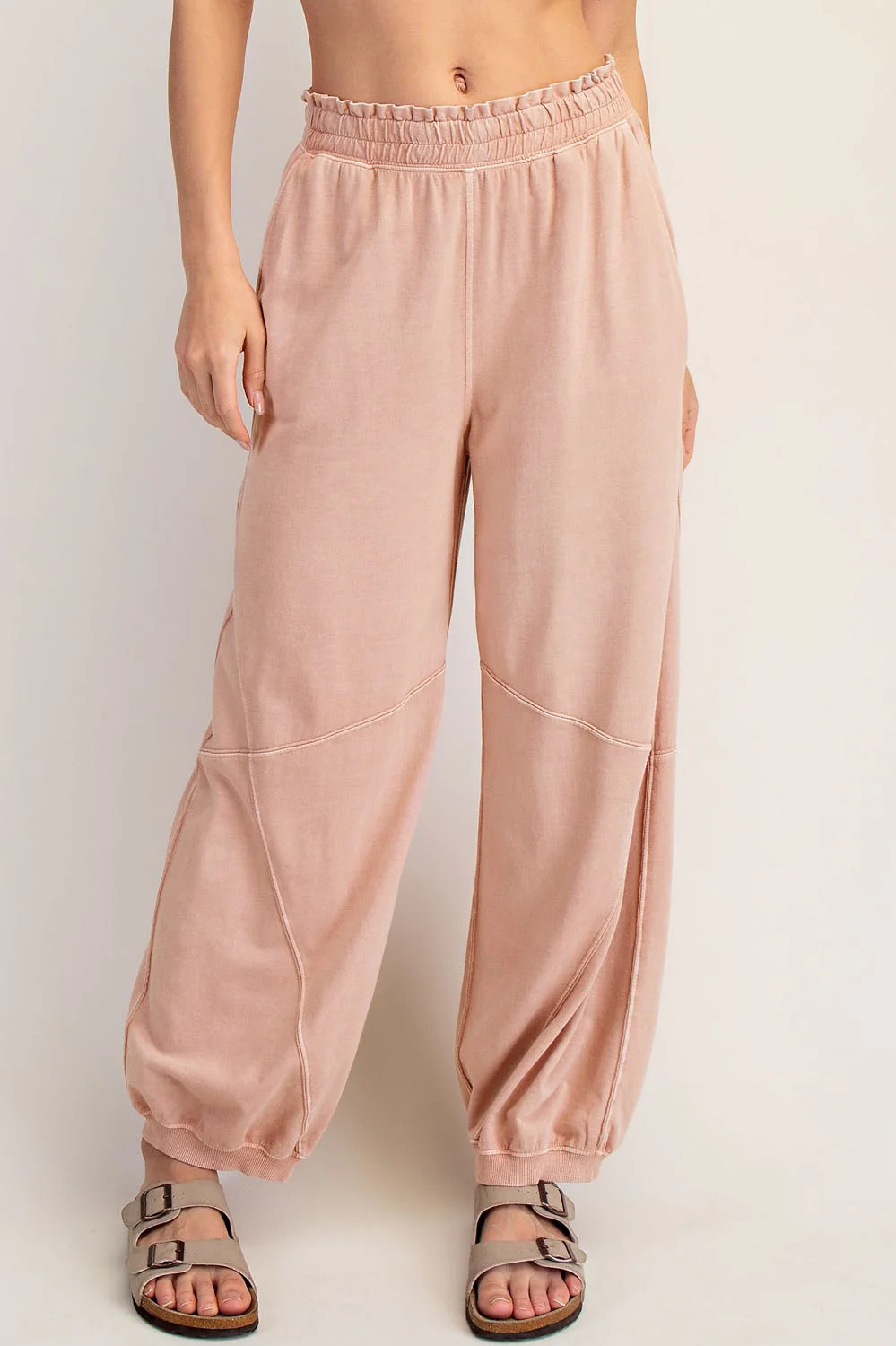 Dusty Pink Mineral Wash Terry Sweatpants | PinkBlush Maternity