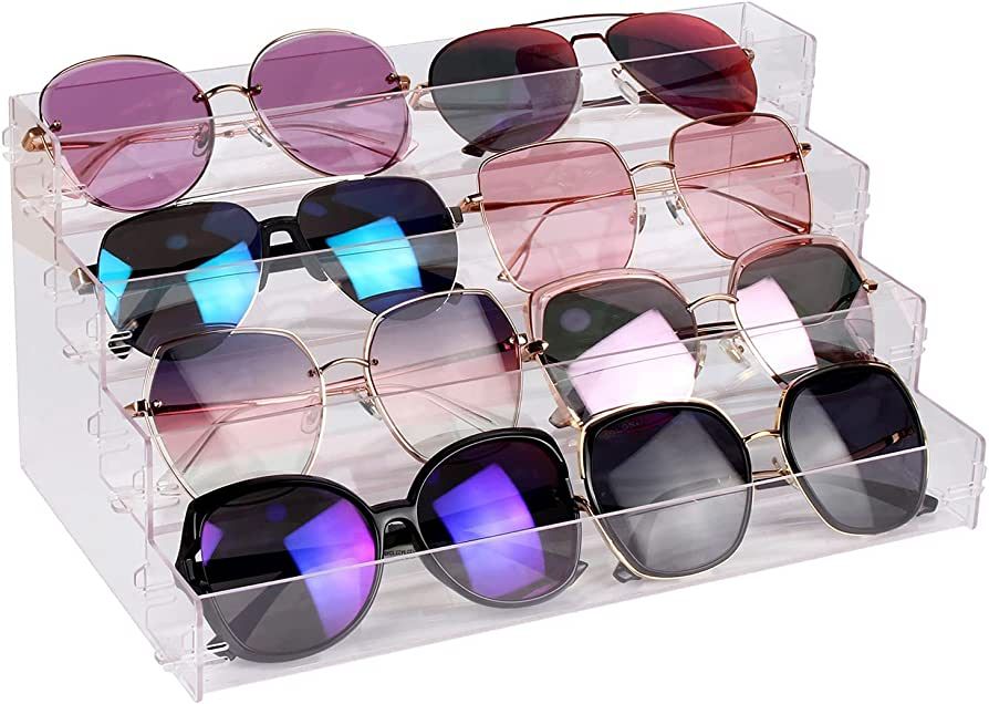 BVANQ 4 Tier Sunglasses Organizer Acrylic Sunglass Holder Nail Polish Organizer Countertop Stand ... | Amazon (US)