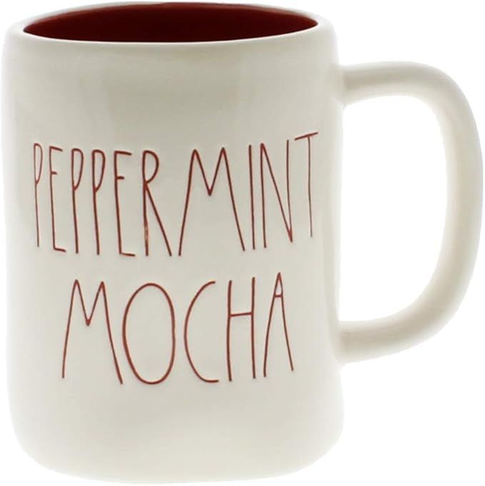 Rae Dunn by Magenta PEPPERMINT MOCHA Ceramic LL Coffee Mug Red Interior | Amazon (US)