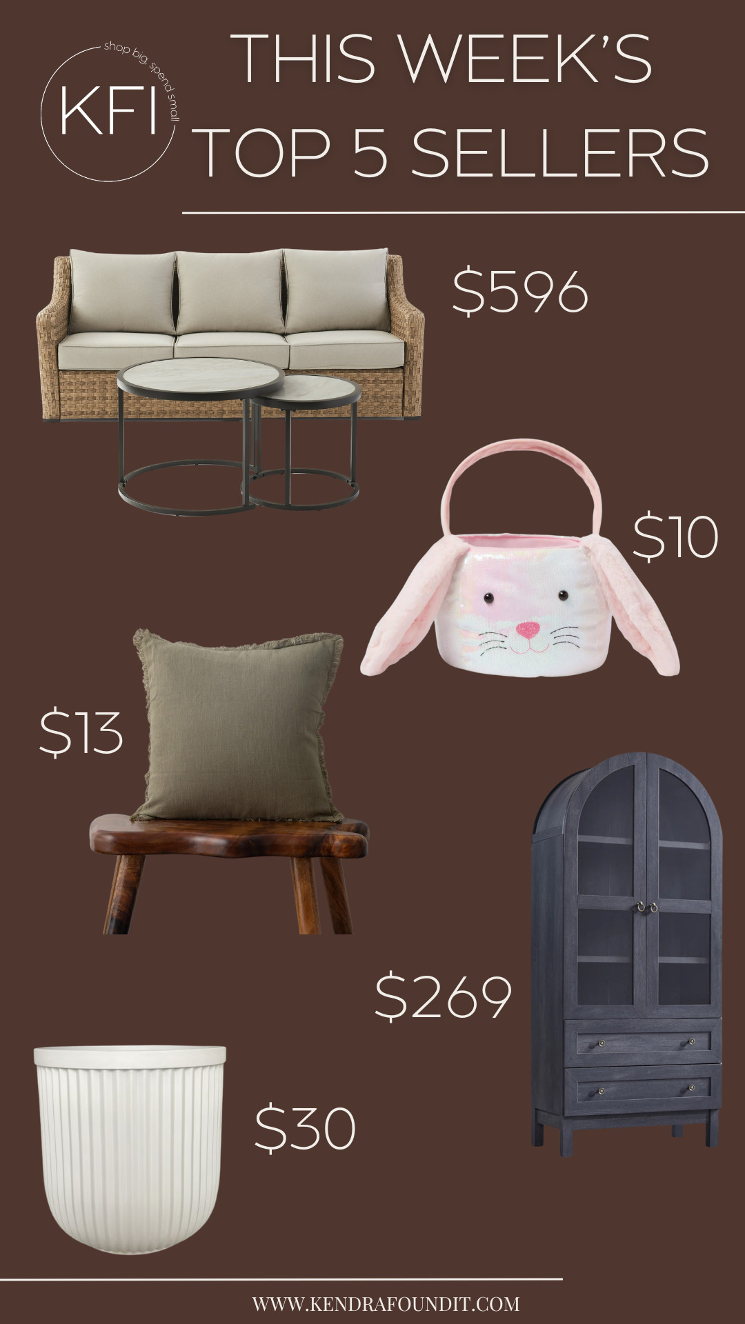 TGIF! This week's top sellers are in, and I've got the Walmart Pottery Barn Huntington Patio set dupe (and it's on sale), the cutest Easter basket from Target (it also comes in a shark and a unicorn), a $13 Amazon linen pillow that comes in a million colors, the arched cabinet that I'm surprised hasn't gone viral (because it's $269), and the Walmart planter that is actually a Pottery Barn dupe. 👌🏻 If you're decorating on a budget (or just living on a budget - heck, who isn't?), these home decor and furniture finds are for you. So many great finds for spring, easter, and your home! 

#dupe #amazonhome #targetfinds #amazonfinds 

 #LTKSeasonal #LTKHome #LTKSaleAlert