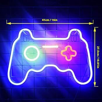 LED Game Neon Sign Gamepad Shape LED Sign Light Gamer Gift for Teen Boys Game Room Decor Bedroom Wal | Amazon (US)