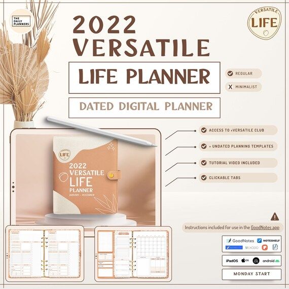 2022 Versatile LIFE Planner  Regular  DATED Digital Planner | Etsy | Etsy (US)