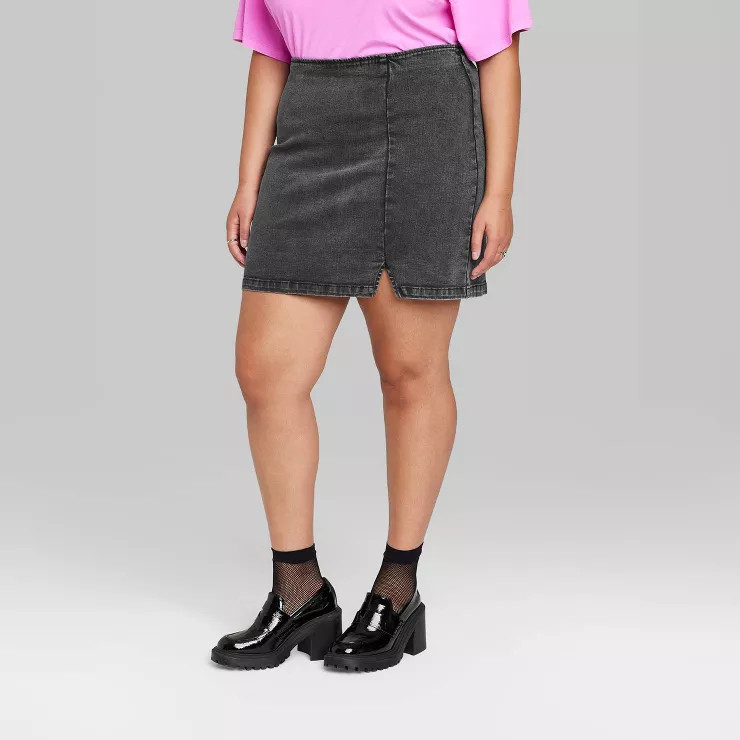 Women's Notch Front Seamed Denim Mini Skirt - Wild Fable™ | Target