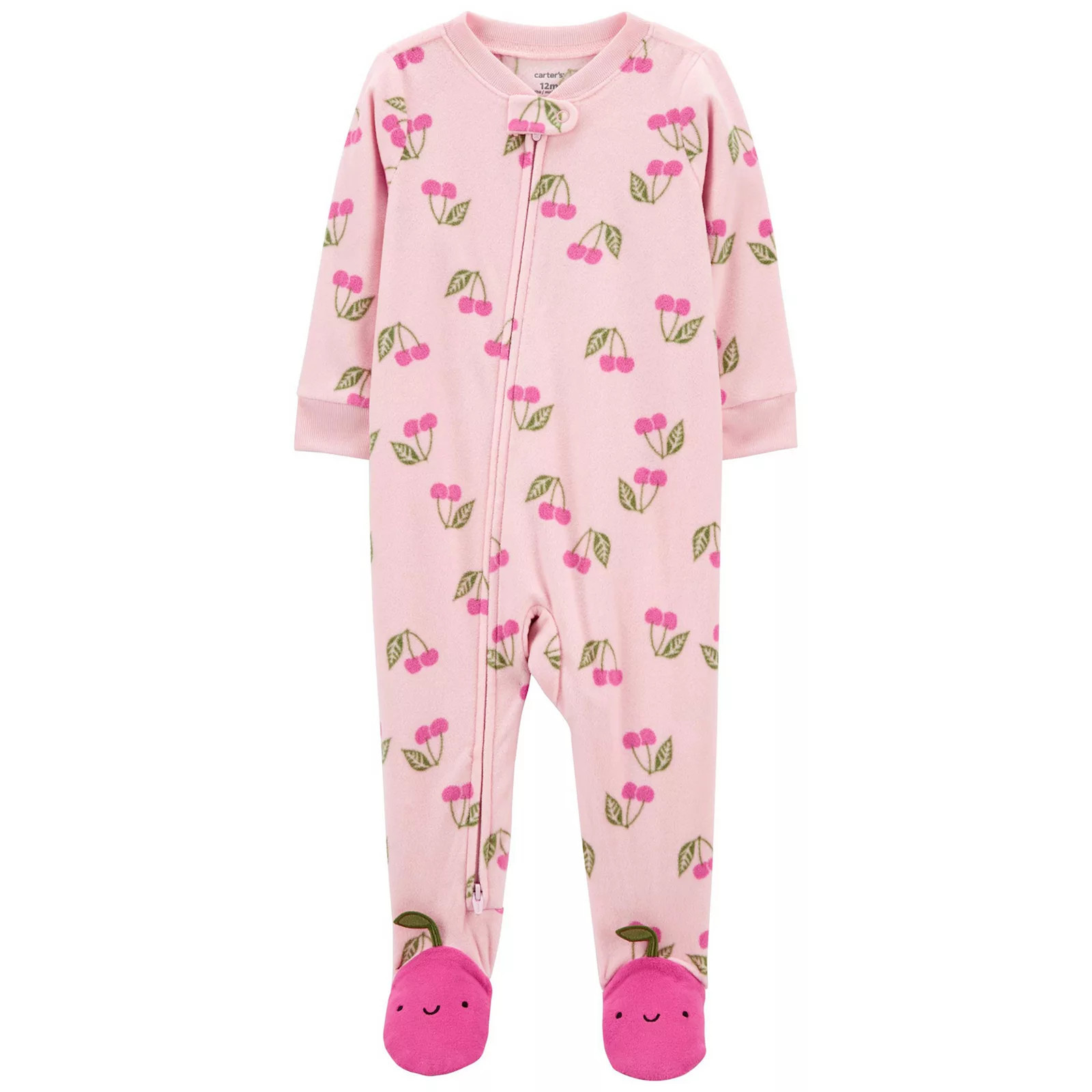 Baby & Toddler Girl Carter's Cherry Fleece Footed Pajamas, Toddler Girl's, Size: 24 Months, Cheeries | Kohl's