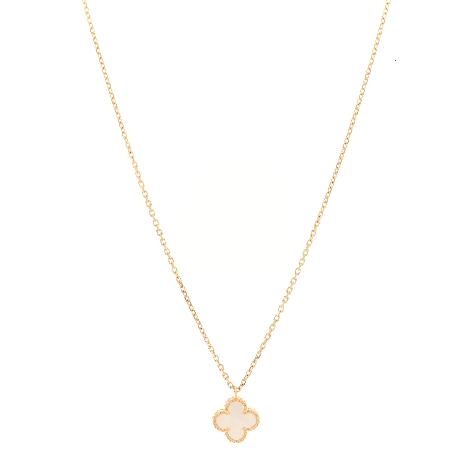 Van Cleef & Arpels 18K Yellow Gold Mother of Pearl Sweet Alhambra Pendant Necklace | FASHIONPHILE (US)