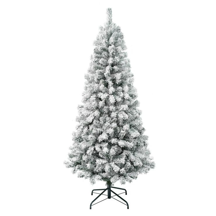 National Tree Company First Traditions Unlit Flocked Acacia Hinged Artificial Christmas Tree | Target