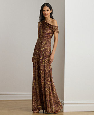Lauren Ralph Lauren Women's Print Buckle-Trim Off-The-Shoulder Gown - Macy's | Macy's