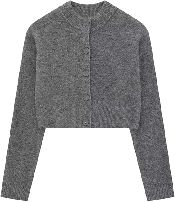 Arssm Womens Crop Cardigan Sweaters 2024 Crewneck Long Sleeve Sweater Button Down Knit Sweater To... | Amazon (US)