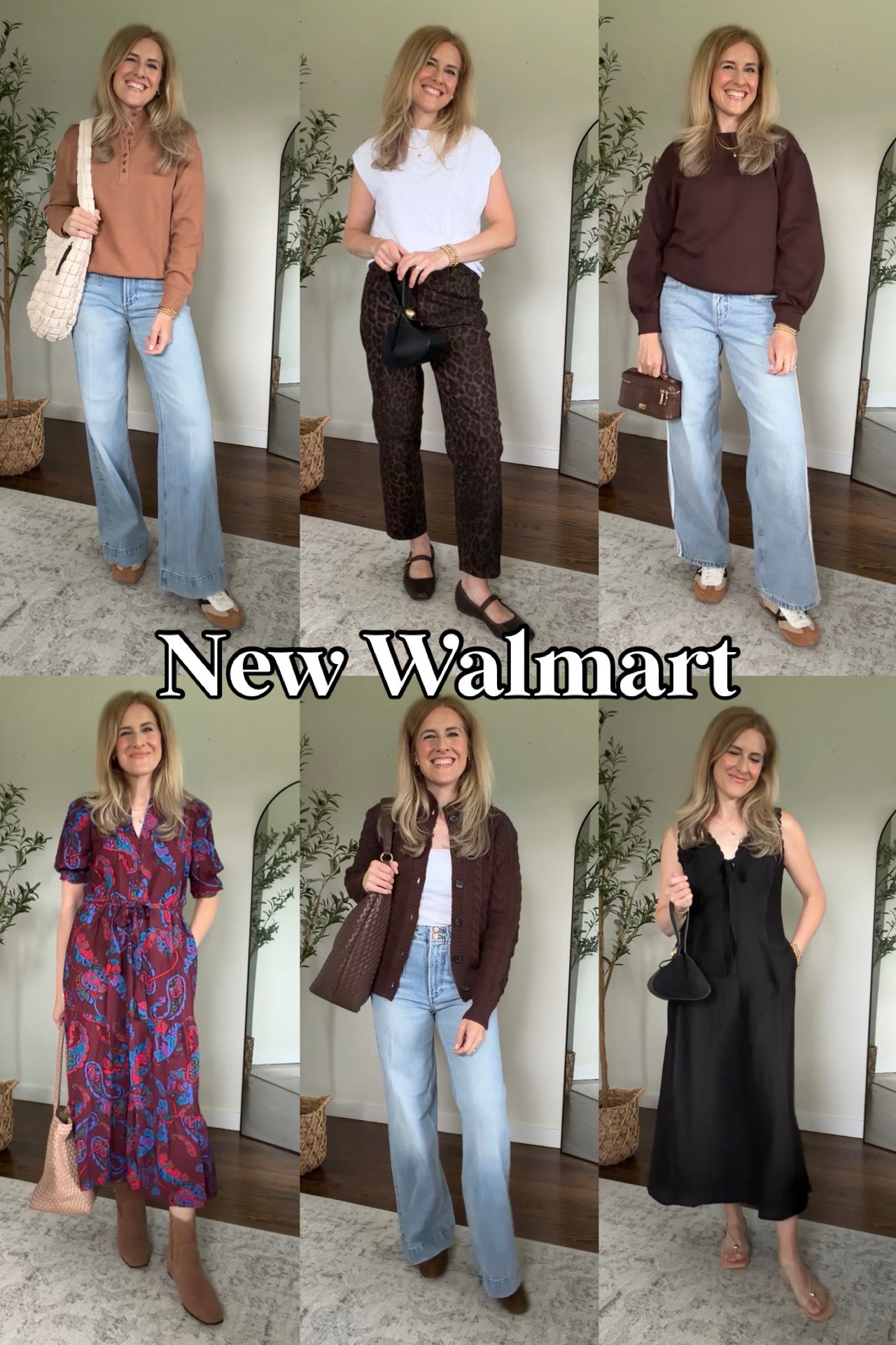 New Walmart fall outfits including some new Scenario finds! Top pick is the henley long sleeve top, fits tts, I’m in a medium but I think I prefer the small, it’s a relaxed fit. Next I’d grab the leopard barrel jeans. I’m between a 4 and 6 and got the 4 because that’s all they had in store, but I prefer the 6 for a looser fit. Size medium in the crewneck sweatshirt which is soft and well made. Once again, I prefer the small as it’s already a relaxed fit. Size small in the dress fits great, no stretch though. Size small cardigan is perfect, no need to size up. Size 6 in the black dress, love it! Wide leg high rise jeans are gifted Pistola. #walmartfashion

#LTKOver40