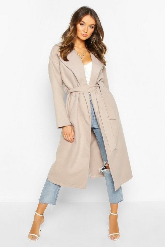 Oversized Wide Collar Robe Coat | Boohoo.com (US & CA)