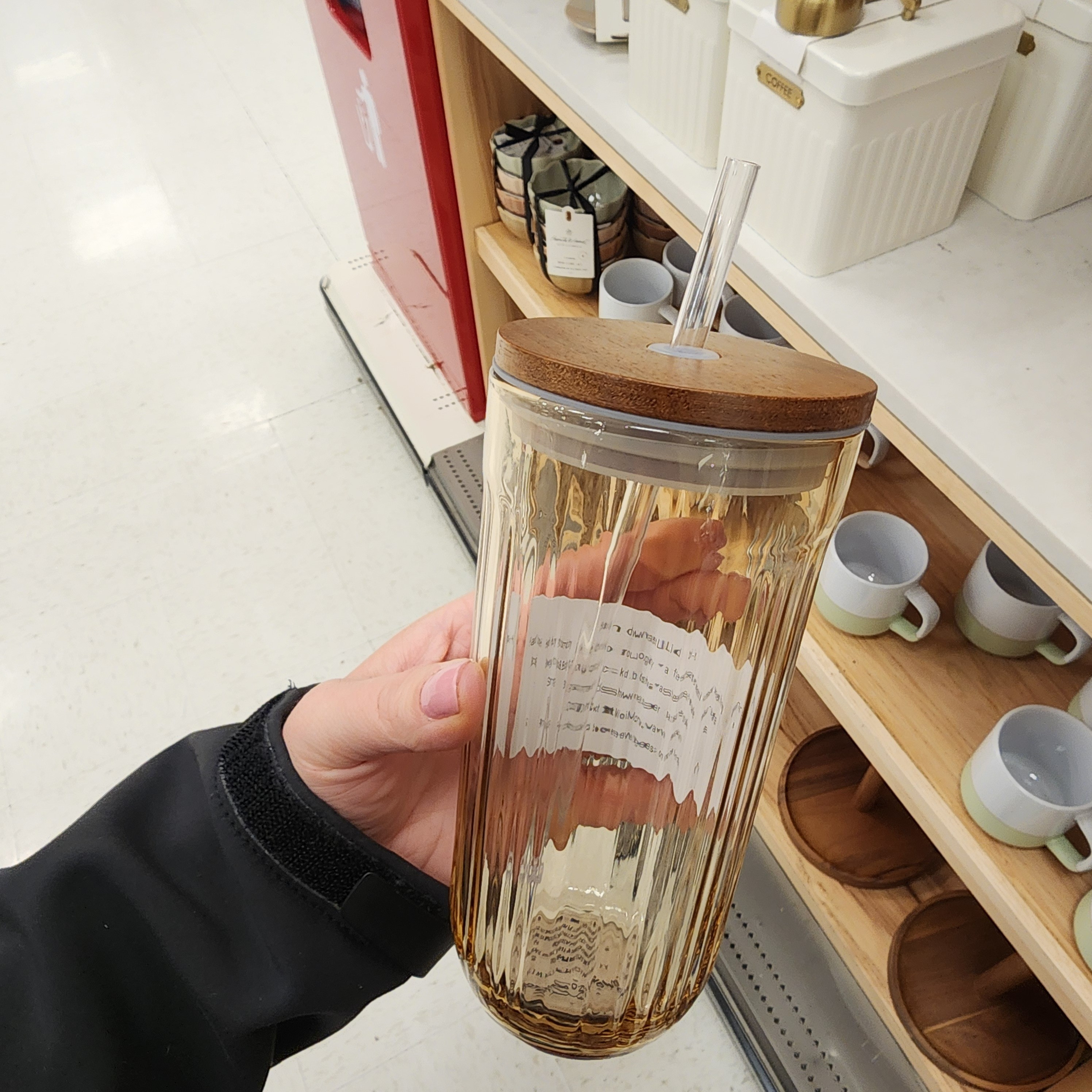 New at Target! Hearth & Hand with Magnolia Fluted Glass Tumbler with Wooden Lid & Glass Straw. Comes in 4 colors. Pictured is beige. 

#LTKMostLoved #LTKHome #LTKFindsUnder50