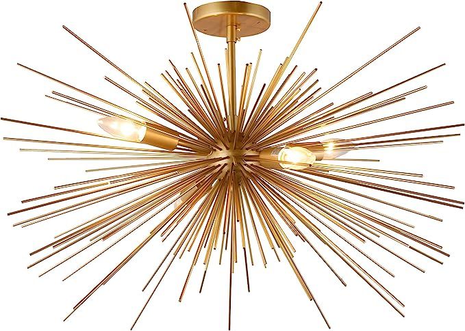 27 Inch Astra Sputnik Semi Flush Mount Lamp Gold Spike Starburst Light Mid Century | Amazon (US)